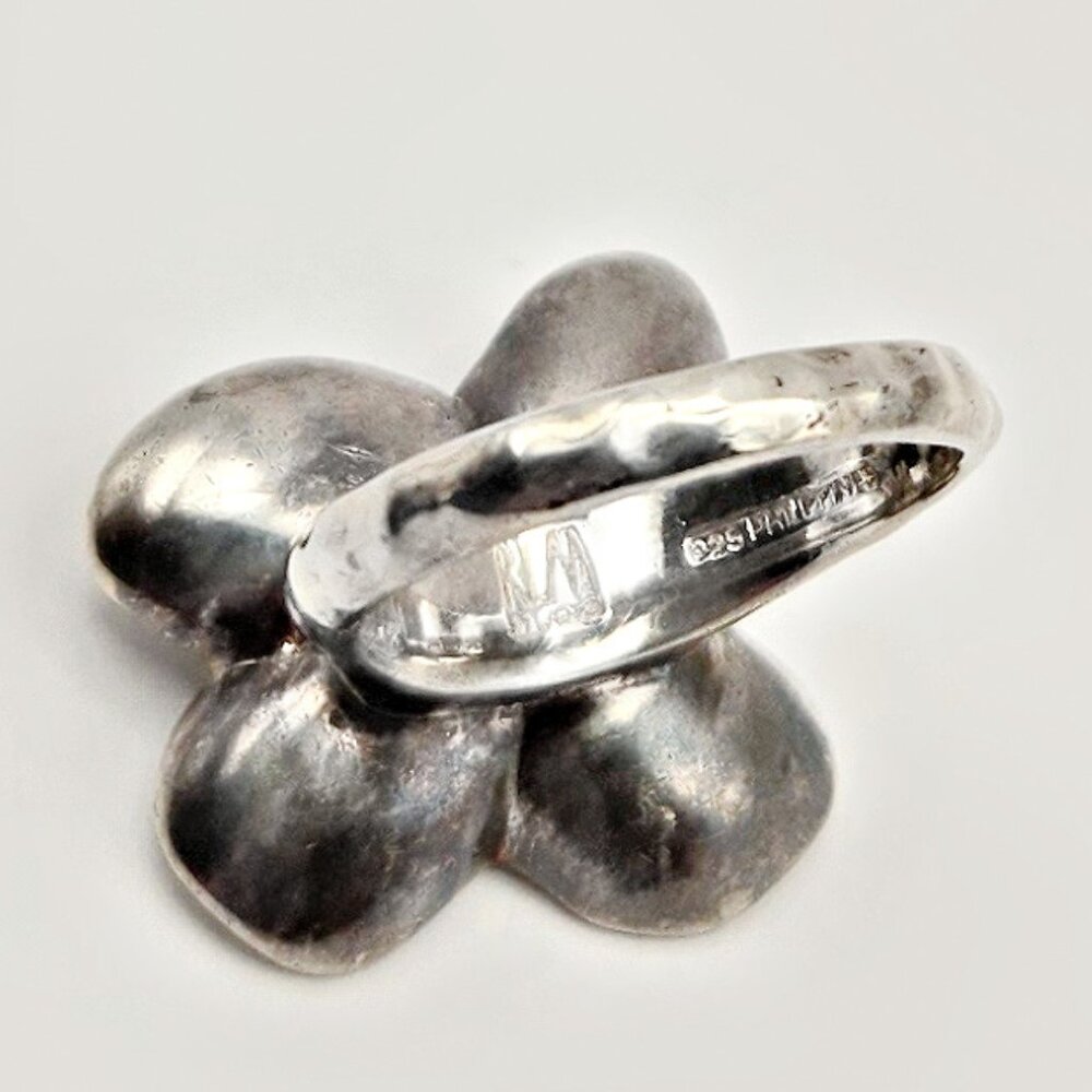 RLM Studio Sterling Silver Dogwood Flower Ring | Size 7.5 Nature Modernist Ring - Picture 7 of 8